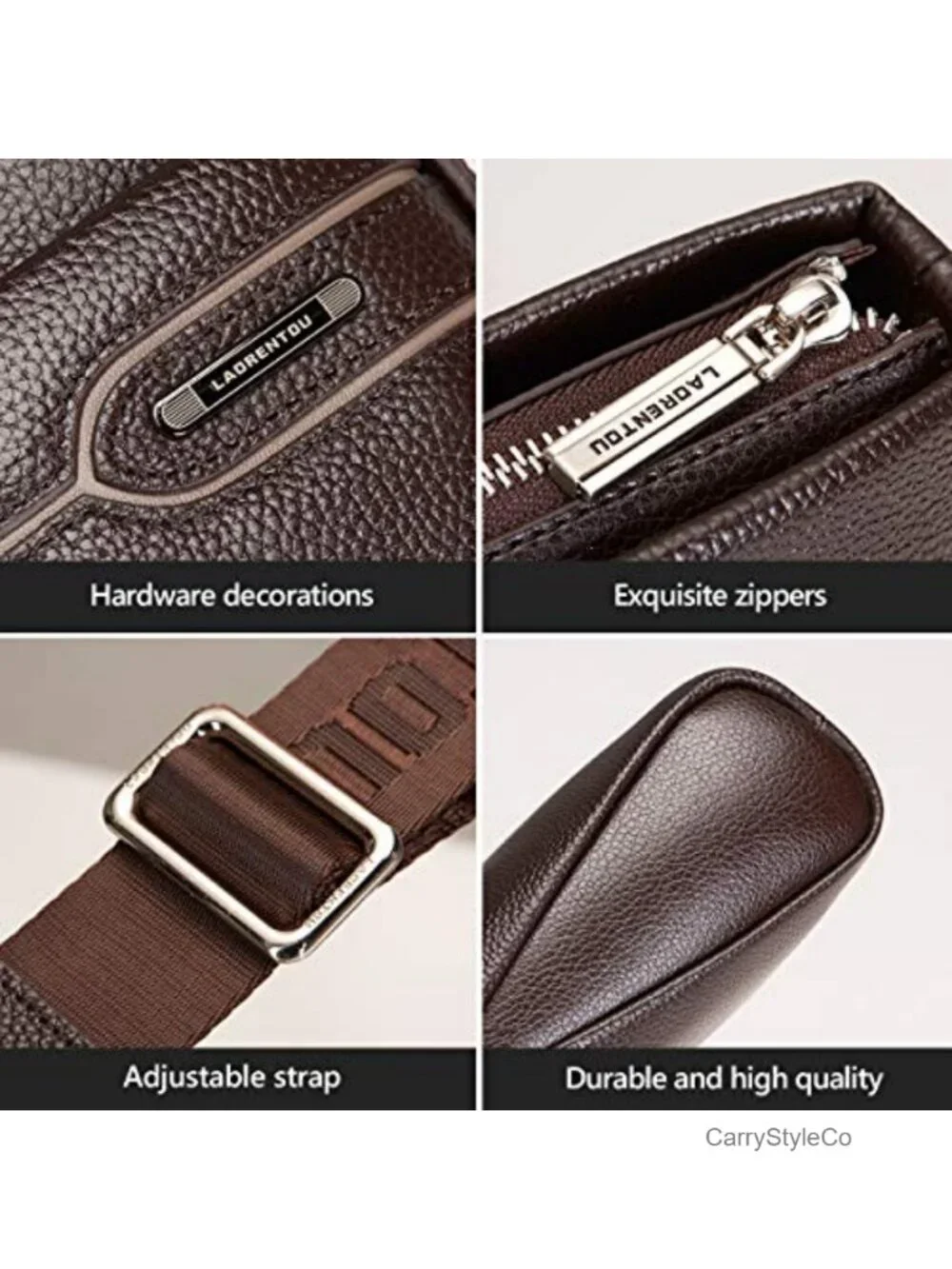 Genuine Leather Sling Bag with Adjustable Strap for Men